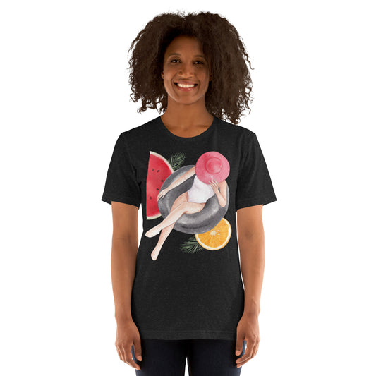 Lady beach time in watercolours Style 5, Unisex t-shirt
