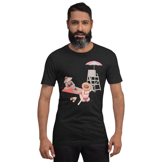Lady beach time in watercolours Style 4, Unisex t-shirt